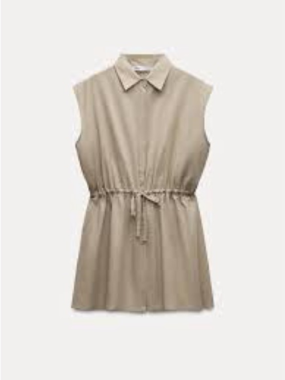 Zara Sleeveless Drawstring Shirt - Beige